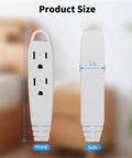 Front and side view of Ultra Handy 1-Foot 3-Outlet Extension Cord Two Pack Grounded Multi Outlet UL Listed 16/3 SPT-3 Cable 13 Amp