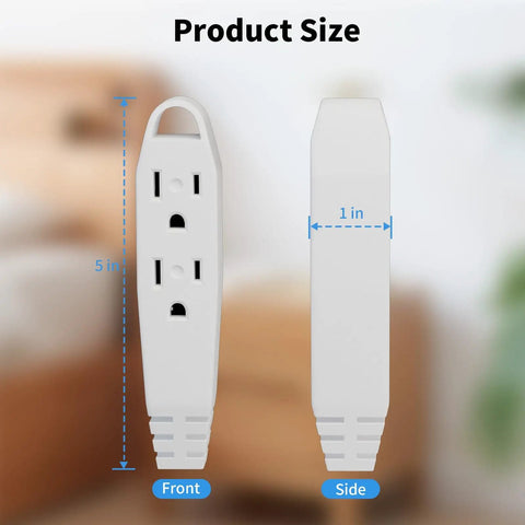 Front and side view of 12 Foot Flat Plug Extension Cord With 3 Outlets And Grounded 3 Prong Plug UL Listed 16 3 SPT3 1625W