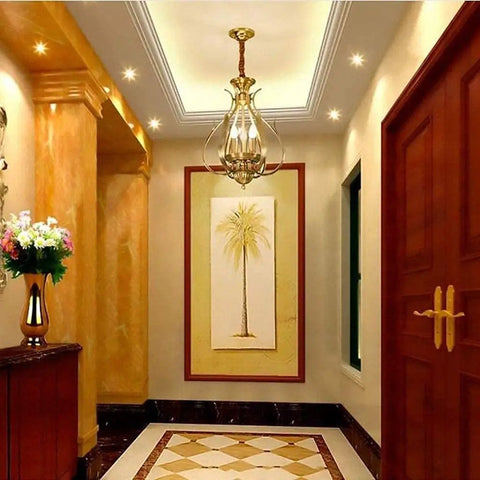 Modern Chandelier Ceiling Pendant Light Fixture For Dining Room Bedroom Porch And Garden With Chic Candle Design in a hallway.