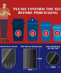 Comparison of trash can sizes and dimensions for 64-65 Gallon Black Trash Bags, 13 Count, fitting large outdoor bins.