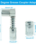 90 Degree Grease Coupler Adapter With Sleeves Heavy Duty Industrial Grade For Tight Spaces 3000 To 4500 PSI Galvanized Carbon Steel Durable