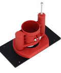 Amp Up Your Bench Work With Knockout 46 Mm Manual Router Lift Kit featuring red ABS frame and sturdy black flip board plate.