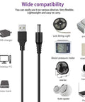 USB To DC 5V Power Cord With 10 Connector Tips For Easy Plug-and-Play Power Across Your Gadgets 5.5x2.1mm Plug Jack Includes 5.5x2.5, 4.8x1.7, 4.0x1.7, 4.0x1.35, 3.5x1.35, 3.0x1.1, 2.5x0.7, Micro USB, Type-C, Mini USB, 5FT; USB cable with tips for printer, fan, router