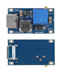 Type C DC DC Boost Module With MT3608 Adjustable Step Up Converter Delivers 2A Output From 2V To 24V Input And 5V 9V 12V 28V Output Via USB Type C Power Port For DIY Electronics And Hobby Projects, top and bottom view