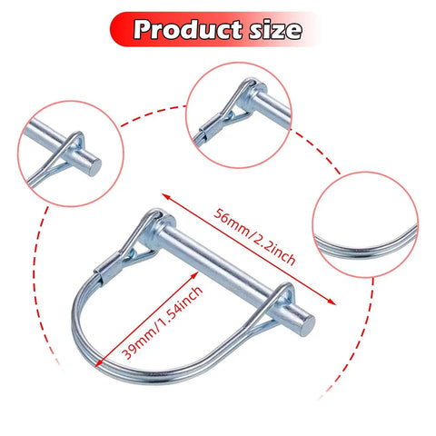 Heavy Duty Round Coupler Pin And Shaft Lock For Truck Trailers Galvanized Iron Pto Hitch with 56mm x 39mm dimensions.