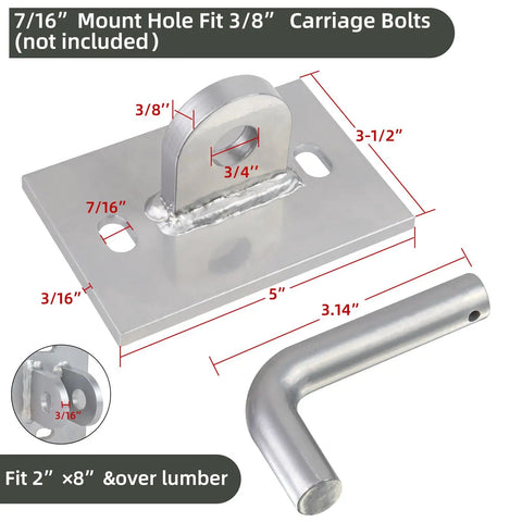 Heavy Duty Floating Dock Hinge Kit With Male And Female Brackets And Hinge Pin, Marine Grade Steel Backer Plate, Rustproof Dock Connector Hardware For Stable Waterfront Ramps