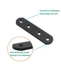 Heavy Duty Black Iron Flat Mending Plates For Wood, 4 Pack Sturdy Straight Brace Brackets with 3mm thickness and smooth round corner.
