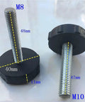 Adjustable Leveling Feet Set Of 4 M8 M10 With Anti Slip Base for furniture; metal core, 48mm and 47mm post heights.