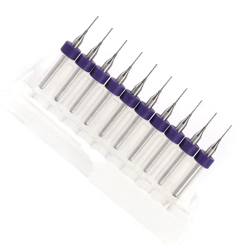 Pro Grade Tungsten Carbide Drill Bits 10 Piece Kit for Detailed Work and PCB Prototyping, Precision Micro Bits, 0.5mm in a row