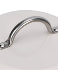 Close-up of silver handle on a powder coated kitchen storage jar lid from the three piece airtight jar set.