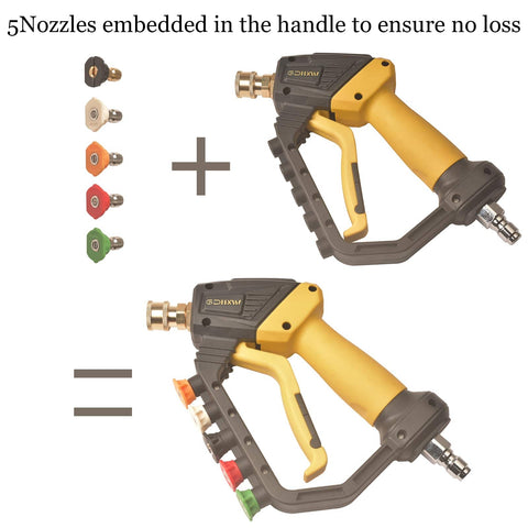 High Power Pressure Washer Gun With Adjustable Pressure, Extension Wand, Quick Connect, 5 Nozzle Tips, 2 Adapters, 5000 PSI
