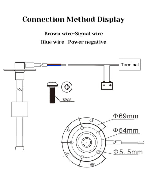 240-33 Ohms 8 Inch Fuel Level Sending Unit For Marine Boat Truck Car Fuel Water Level Gauge Sensor Stainless Steel 316 Tank Sender With Five Hole Mount wiring diagram