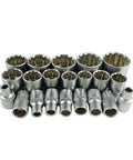 Super Heavy Duty 12 Point Socket Wrench Set Up To 32mm With Locking Storage Box For Torx Hex And Splined Bits, steel sockets