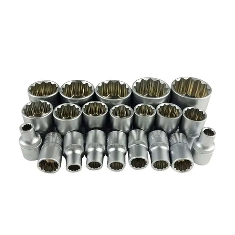 Super Heavy Duty 12 Point Socket Wrench Set Up To 32mm With Locking Storage Box For Torx Hex And Splined Bits, steel sockets