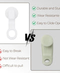 Plastic White 29mm Traverse Rod Slides and Metal Curtain Hooks Set, Snap In Curtain Track Gliders for Easy Drapery Replacement, 50 Pcs, DIY Home Upgrade, white slide vs worn old slide