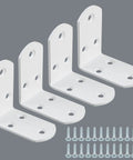 White L Brackets For Wood Furniture 4 Pack Heavy Duty Corner Supports Stainless Steel Shelf Connectors with screws