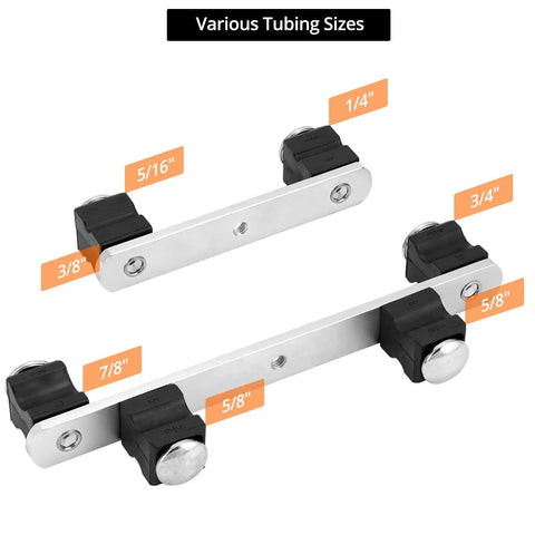QWORK Tube Bender Kit For Soft Copper And Aluminum Pipes Ratchet Style Bending Tool 1/4 To 7/8 Inch with tubing size indicators.
