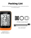 Wireless GPS Bicycle Computer With Bluetooth And ANT Plus For Cycling, Waterproof Speedometer, USB cable and mount