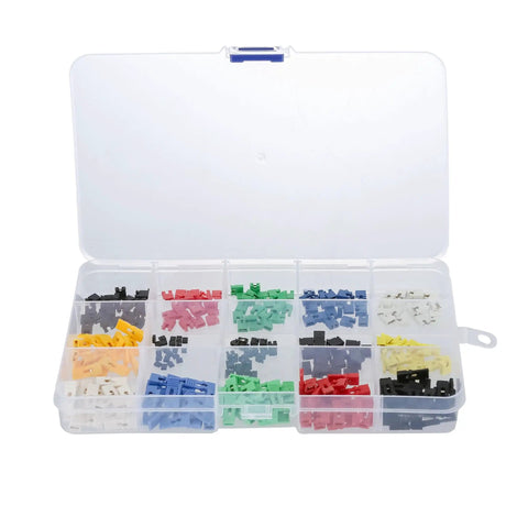 Clear box with 300 Pcs Mixed Jumper Cap Kit 2.54mm 2.0mm 1.27mm Jumpers For Arduino Raspberry Pi Pcbs Shunts Short Circuit