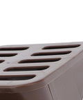 Angled Lawn Drain Grate For Yard Drainage Beefy Heavy Duty Rugged Grate Built For Residential And Commercial Use Easy Install Durable Brown Finish Fits Three Quarter Inch Thin Wall Drain Pipes Multi Purpose Drain Solution, side view