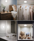 Dimmable Touch Light With Built In 1000mAh Battery Rechargeable LED Tap Lights illuminating bedside, wardrobe, bathroom, cabinet.