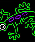 Colorful lizard design on Lit LED Neon Sign For Indoor Use 24 By 31 Inches Black Acrylic Backing With Dimmer Premium Build