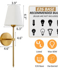 Retro Industrial Wall Sconces Set Of 2 With White Fabric Shade for Bathroom Vanity Bedroom Living Room Hallway and Kitchen