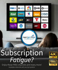TV showing NextGen TV compatible channels with ClearStream 4V Indoor Outdoor TV Antenna With 70+ Mile Range, 4K 8K UHD, people watching