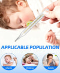 Glass Oral Thermometer 2 Pack For Adults And Kids, Fast Reading Fever Indicator, Dual Fahrenheit And Celsius Scales, Armpit Or Oral Use, Easy To Clean Glass Thermometers For Home Health, shown measuring a sleeping child
