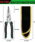 Heavy Duty 8.5 Inch Industrial Scissors With Serrated CRV Blades Aviation Tin Snips Featuring Built In Hex Wrench And Safety Lock