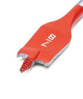 Close-up of Two Piece Screw Point Paddle Drill Bit, 6-Inch Length By Seven-Eighths Inch Diameter, Go-Fast Speed Striker Design and chip clearing paddle tip