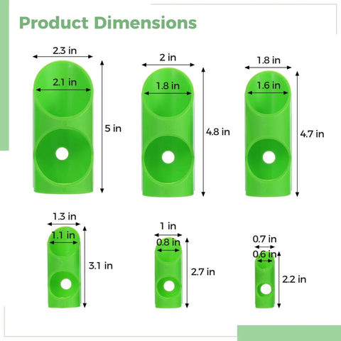 Green Six Piece Foam Pipe Cutter Set With Six Sizes For Insulation Pipes, Plastic Cutter Fixture With 90 And 45 Degree Angles