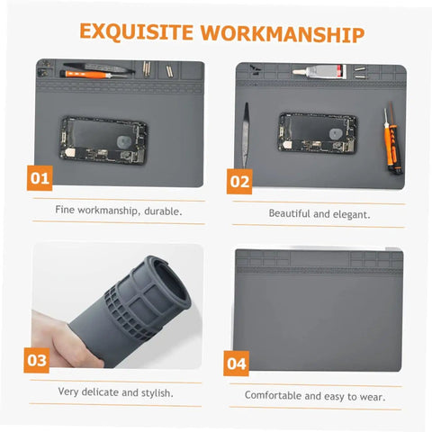 Anti Static Silicone Repair Mat For Electronics Grounding And Soldering Heat Resistant Workstation Desk Pad With Magnetic Base displayed with tools