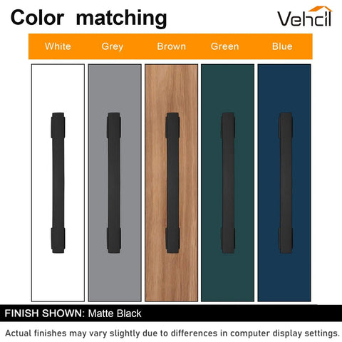 Square Matte Black Cabinet Pulls 5 Inch 128mm Hole Centers Durable Zinc Alloy Kitchen Drawer Handles color matching guide