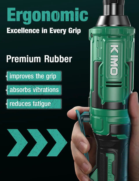 Electric Cordless Ratchet Wrench 3/8 Inch With Beast 89 Ft-Lbs Torque And 400 RPM, Variable Speed, dual grip close-up