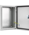Rock Solid Lockable Metal Electrical Junction Box With IP65 Weatherproof Cover For Indoor Outdoor Projects cold rolled steel housing open view