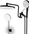 High Pressure Rainfall Shower Head With Handheld Combo Kit 12 Inch Extension Arm Height Adjustable Brass Holder Matte Black