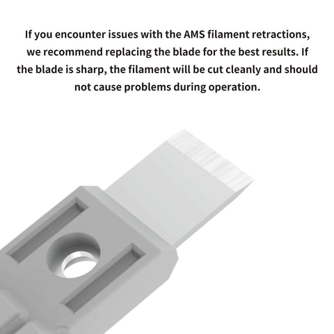 Close-up of blade from 9-Piece Drop-In Filament Cutter Replacement Kit For P1P X1C A1 P1S X1E Mini AMS Series 3D Printers.