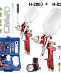 Heavy Duty Cordless Spray Paint Gun Kit With Adjustable Tip For Home And Auto Jobs No Cord Hassle Zinc Alloy Frame with accessories.