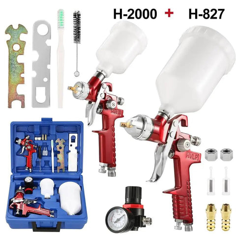 Heavy Duty Cordless Spray Paint Gun Kit With Adjustable Tip For Home And Auto Jobs No Cord Hassle Zinc Alloy Frame with accessories.