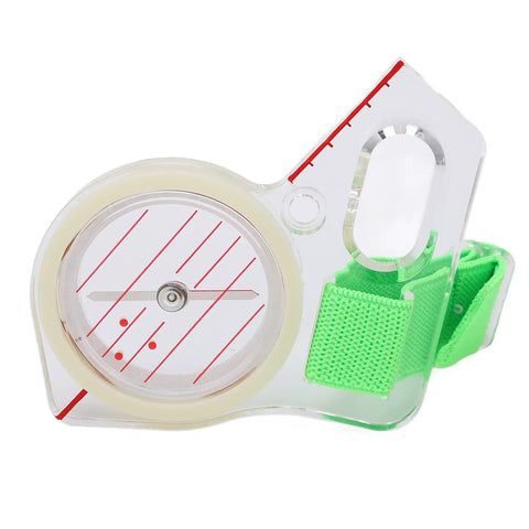 Thumb Orienteering Compass with Luminous Glow for Easy One Hand Navigation, featuring shockproof design and carry loop.
