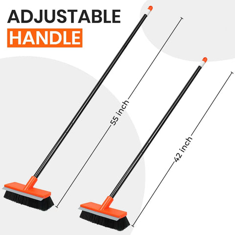 Adjustable handle of 55 inch Long Handle Deck Brush With Stiff Bristles For Concrete Patios Garage Floors Outdoor Scrubber.