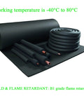 Foam Pipe Insulation Tubing For Handles And Pipes, 6mm Inner, 9mm Outer, 1.8m Long, black tubes and mat B1 flame retardant