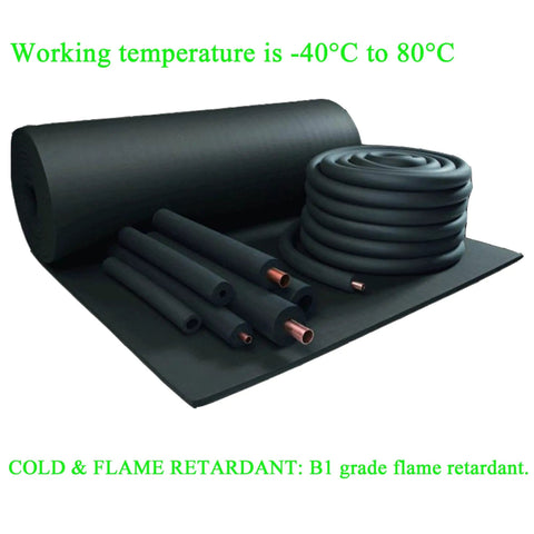 Foam Pipe Insulation Tubing For Handles And Pipes, 6mm Inner, 9mm Outer, 1.8m Long, black tubes and mat B1 flame retardant