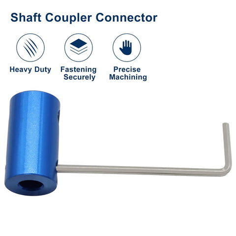 Pack Of Six 6Mm To 6Mm Bore Rigid Shaft Couplers In Blue Anodized Aluminum With A Tight Grip M4 Set Screw Setup And Easy Install Wrench for precision tasks.