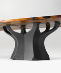 Handcrafted Black Steel Table Base Featuring Branch Style Design For Dining Desks And Workspaces Rust Resistant Adjustable Mid Century Modern Furniture Supports Legit Heavy Duty Build with wood tabletop.