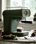 Compact 15 Bar Espresso Machine With Steam Frother for Lattes and Cappuccinos brew single or double shots on kitchen counter.