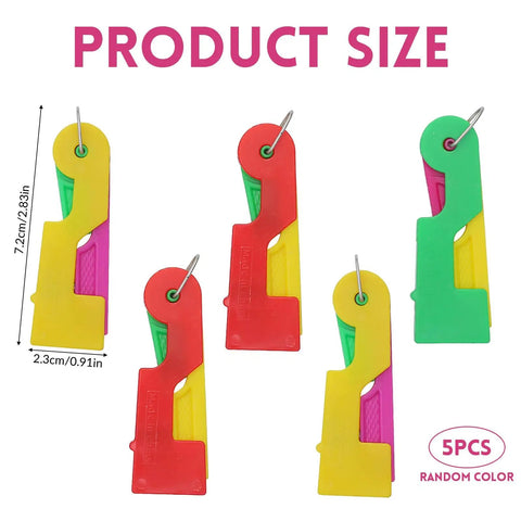 Senior Friendly Automatic Needle Threader Set For Sewing Machines, Lightweight Plastic Auto Threader Tool, Pack Of 5, size and colors shown.