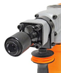 Close-up of Heavy Duty Demolition Jack Hammer Concrete Breaker 1100W 15J With 3900 BPM, showing gearbox and handle design