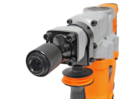 Close-up of Heavy Duty Demolition Jack Hammer Concrete Breaker 1100W 15J With 3900 BPM, showing gearbox and handle design